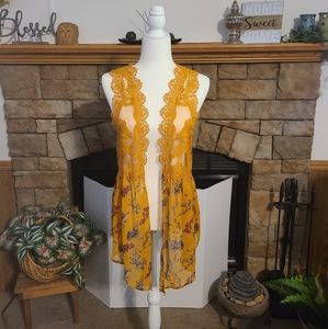 No Boundaries Sleeveless Sheer Floral Cardigan